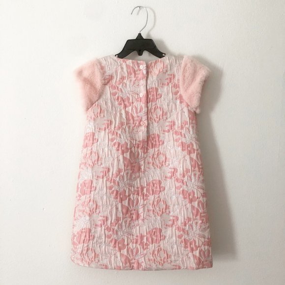 Janie & Jack Pink & Silver Faux Fur Sleeve Dress - Picture 4 of 8